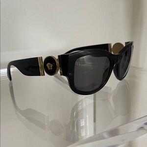 Versace Black Sunglasses with Gold Details